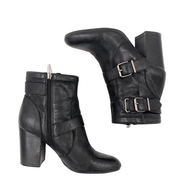 Vince Camuto Black Ankle Boots Block Heel Size 9.5M - Picture 5 of 8